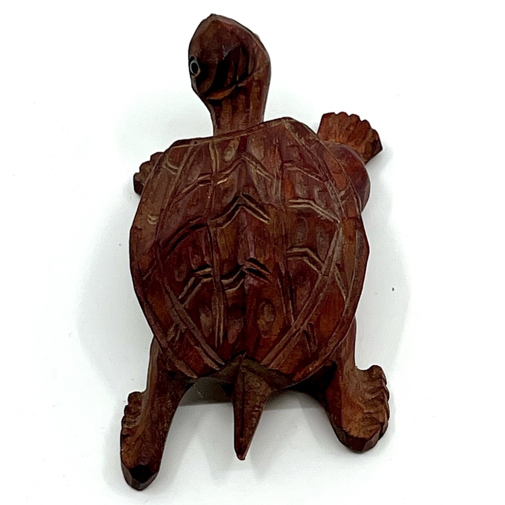 Hand Carved Wood Turtle, 3” length